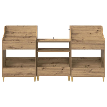 Media Planken Set 3 st Artisanaal eiken 212 x 46 x 112 cm