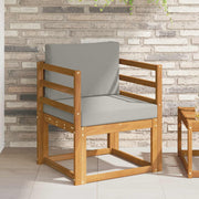 Bankenset massief acaciahout polyester grijs