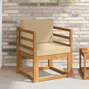 Bankenset massief acaciahout polyester bruin