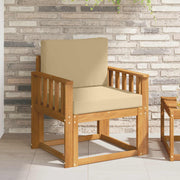 Bankenset massief acaciahout polyester bruin