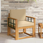 Bankenset massief acaciahout polyester bruin