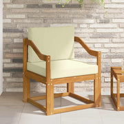 Bankenset massief acaciahout polyester bruin