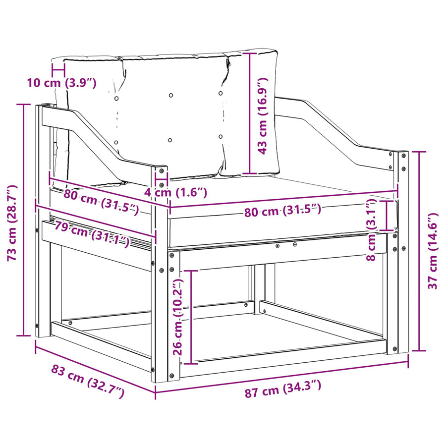 Buiten Midden Sofa Naturel Hellend