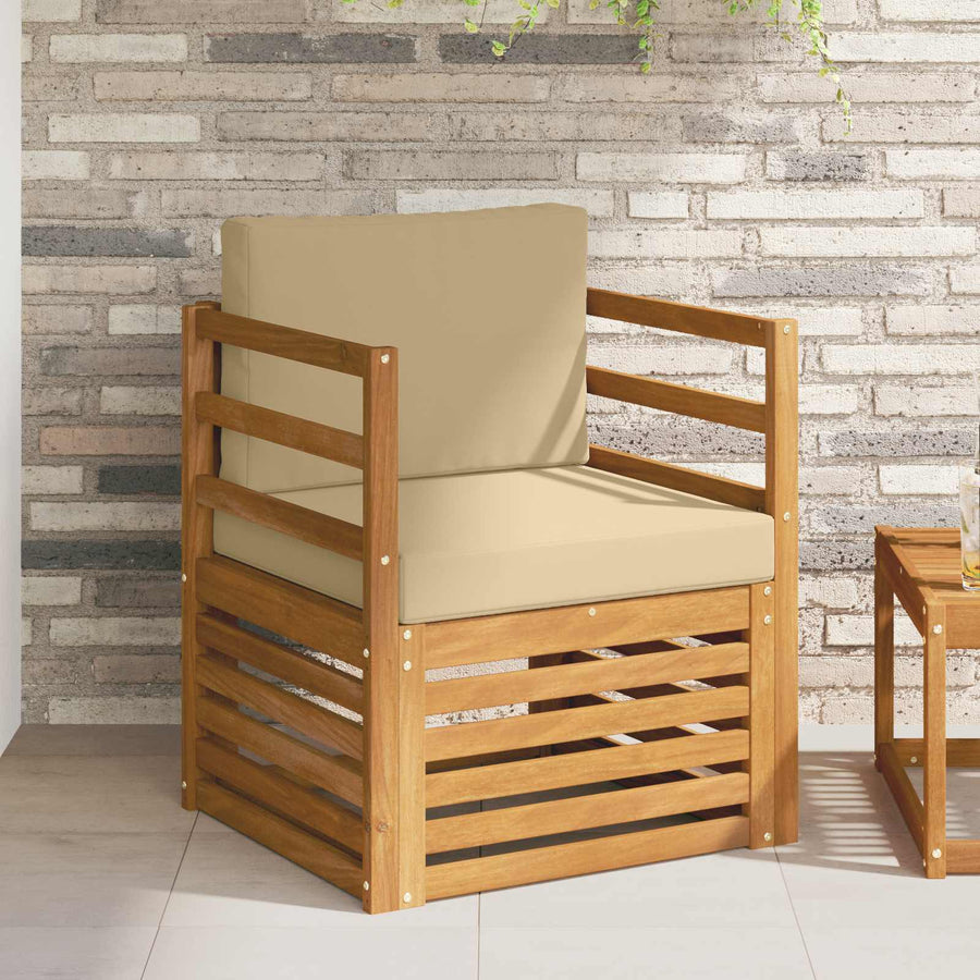 Buiten bankenset met kussen Naturel 67 x 63 x 73 cm