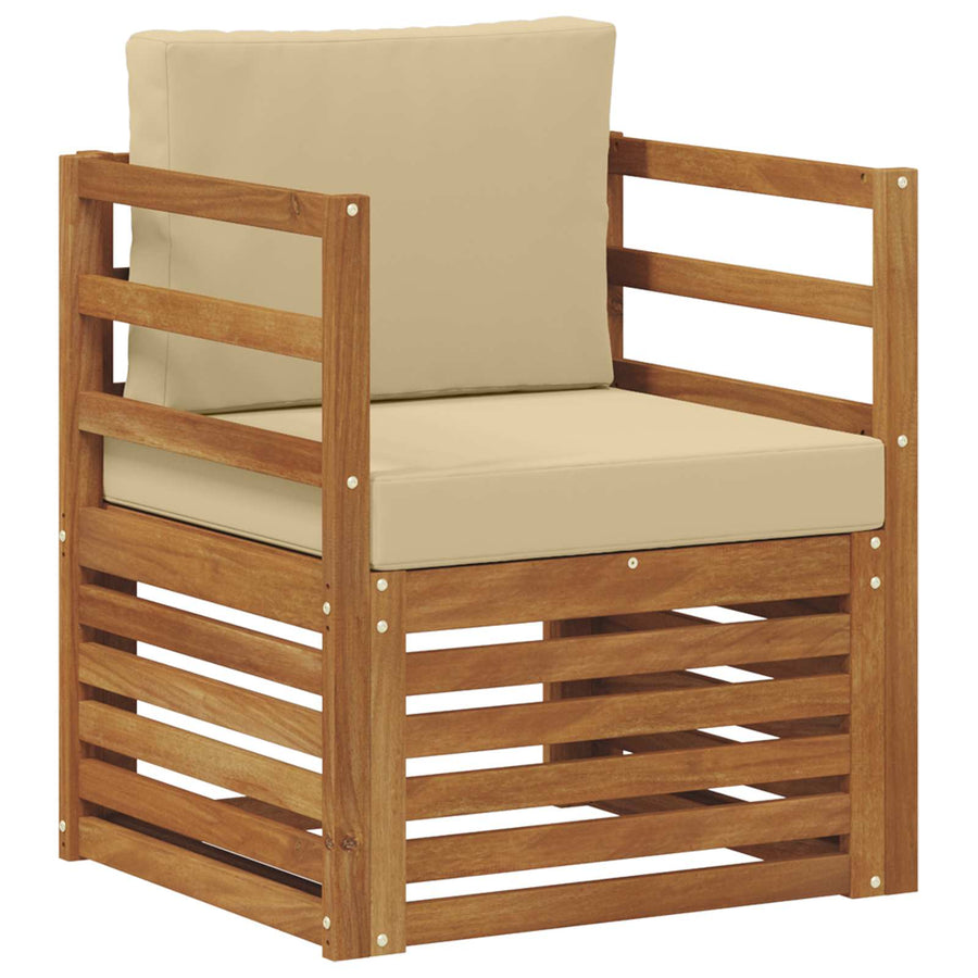 Buiten bankenset met kussen Naturel 67 x 63 x 73 cm