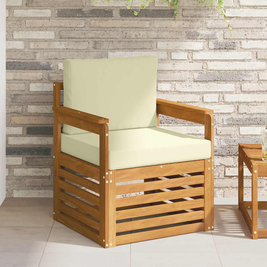 Buiten bankenset met kussen Naturel 71 x 63 x 73 cm