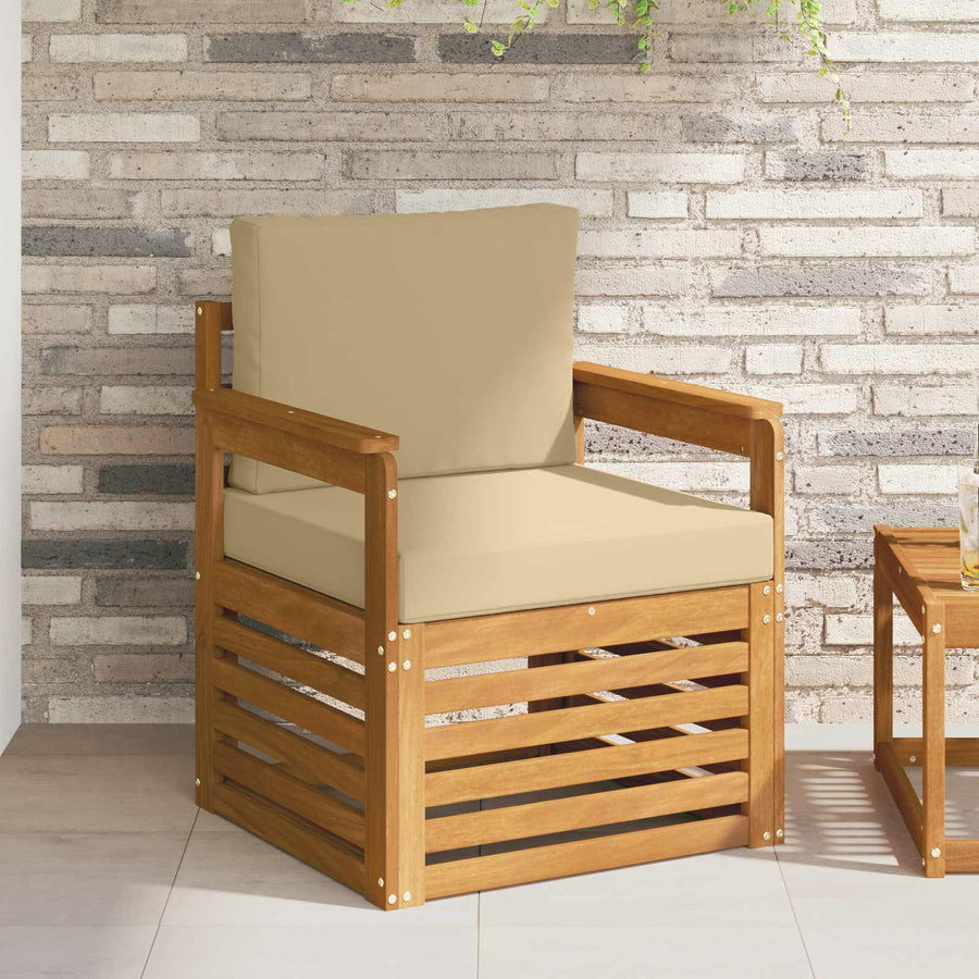 Buiten bankenset met kussen Naturel 71 x 63 x 73 cm