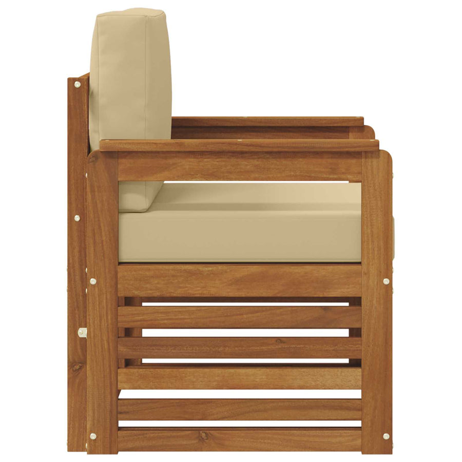 Buiten bankenset met kussen Naturel 71 x 63 x 73 cm