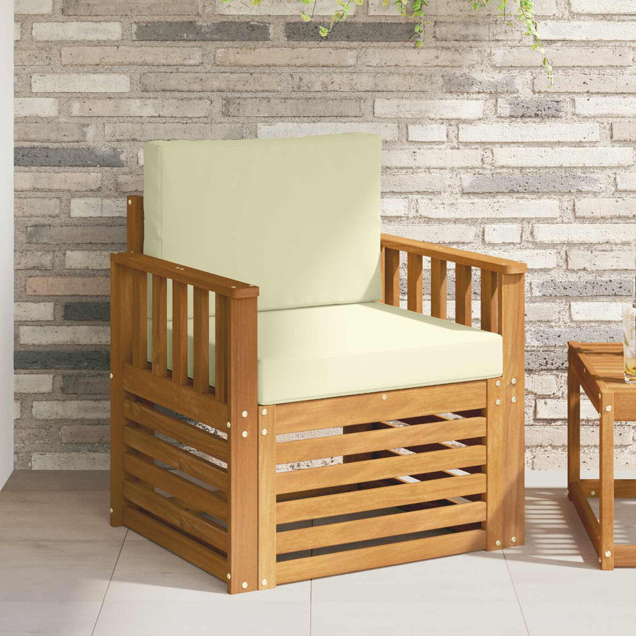 Buiten bankenset met kussen Naturel 71 x 63 x 73 cm