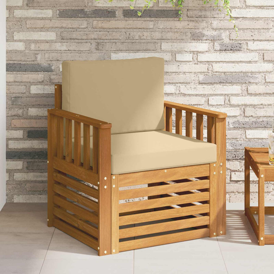 Buiten bankenset met kussen Naturel 71 x 63 x 73 cm