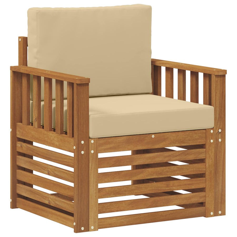 Buiten bankenset met kussen Naturel 71 x 63 x 73 cm