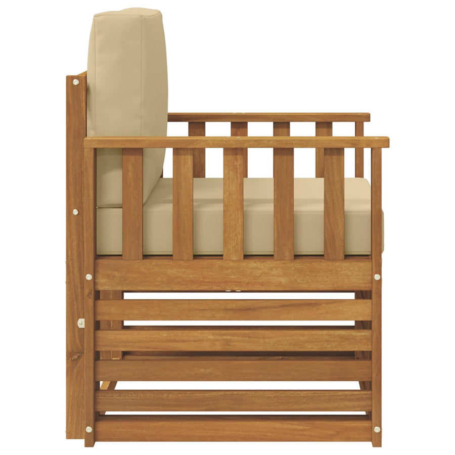Buiten bankenset met kussen Naturel 71 x 63 x 73 cm