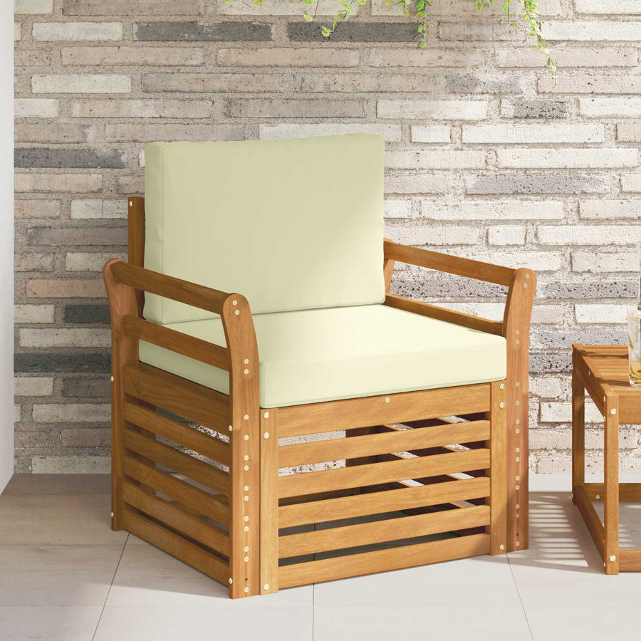 Buiten bankenset met kussen Naturel 75,5 x 63 x 73 cm