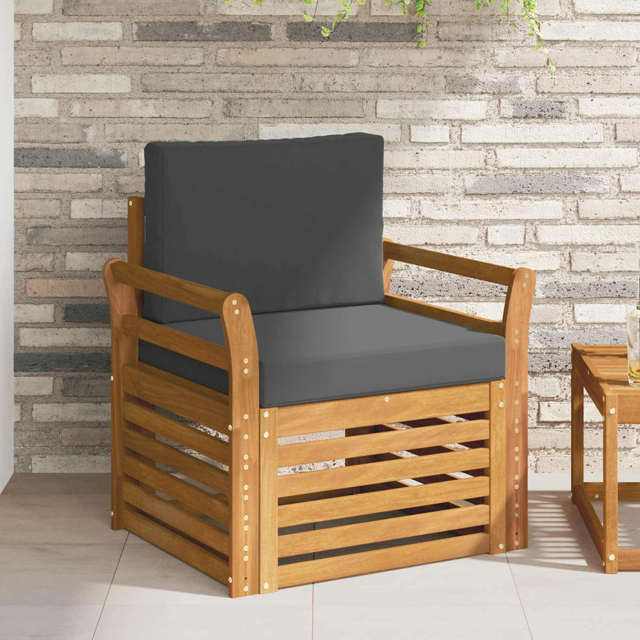 Buiten bankenset met kussen Naturel 75,5 x 63 x 73 cm