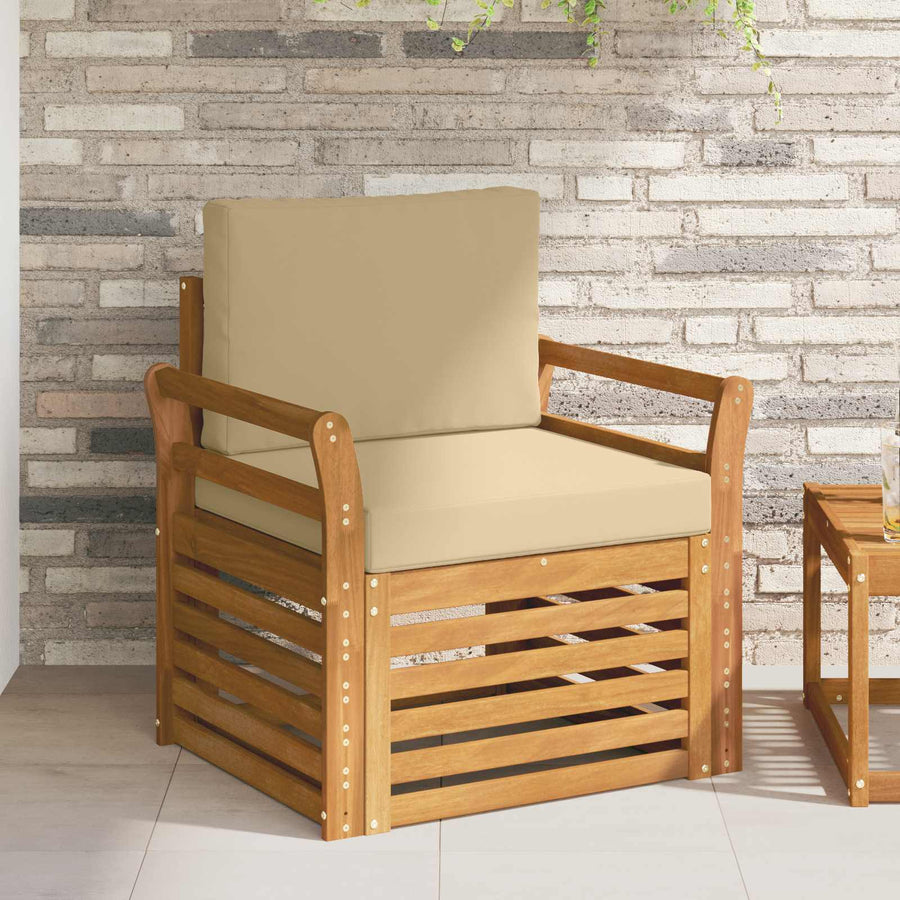 Buiten bankenset met kussen Naturel 75,5 x 63 x 73 cm