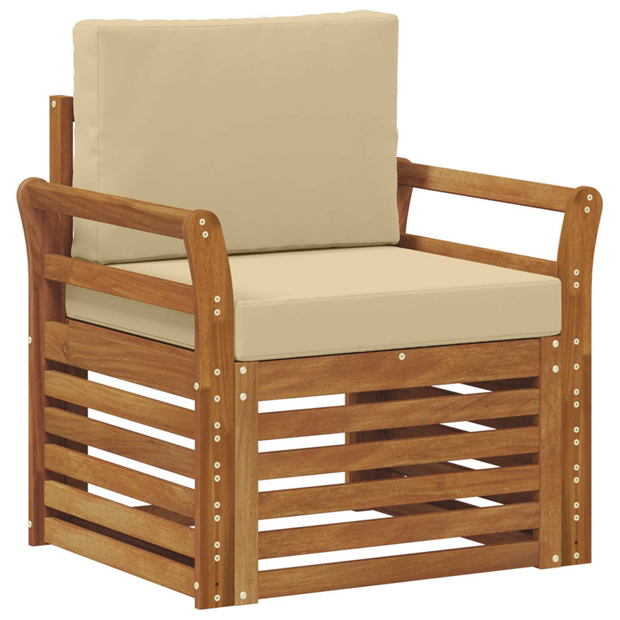 Buiten bankenset met kussen Naturel 75,5 x 63 x 73 cm