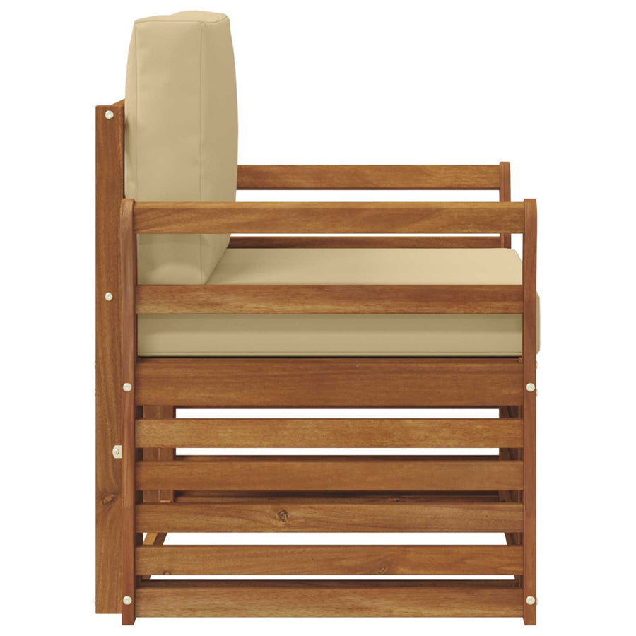 Buiten bankenset met kussen Naturel 75,5 x 63 x 73 cm