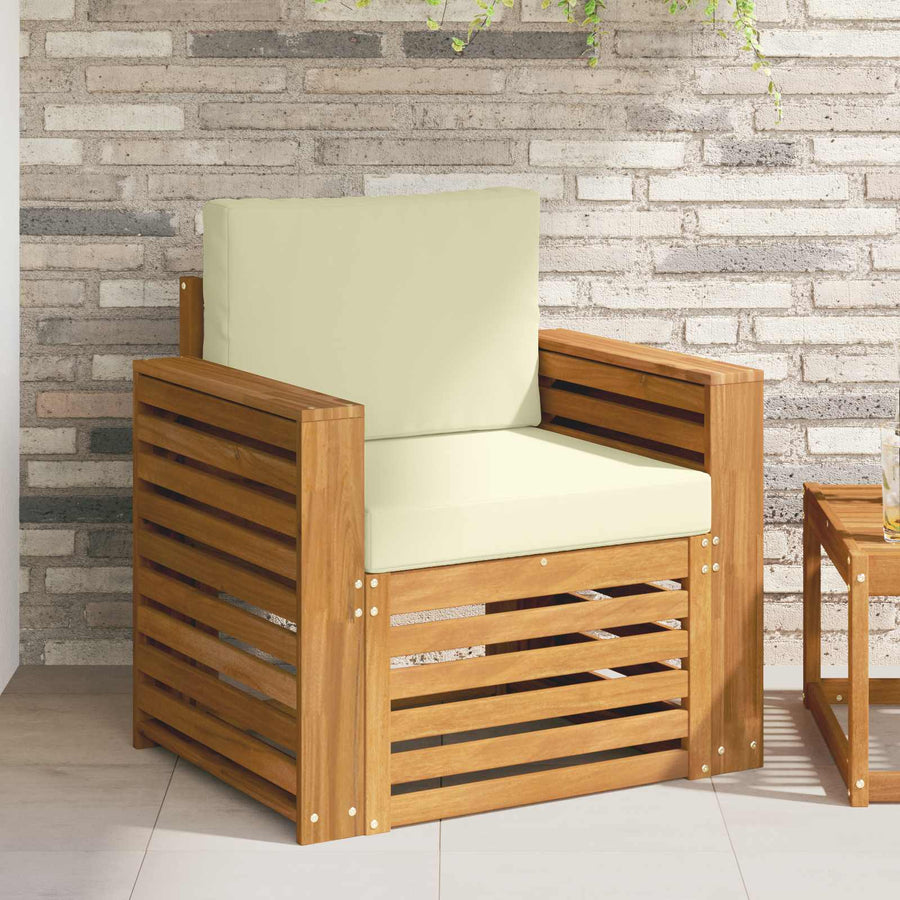Buiten bankenset met kussen Naturel 79 x 63 x 73 cm