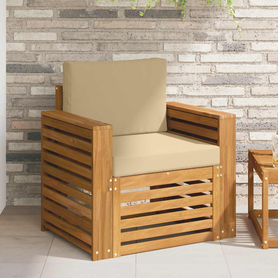 Buiten bankenset met kussen Naturel 79 x 63 x 73 cm