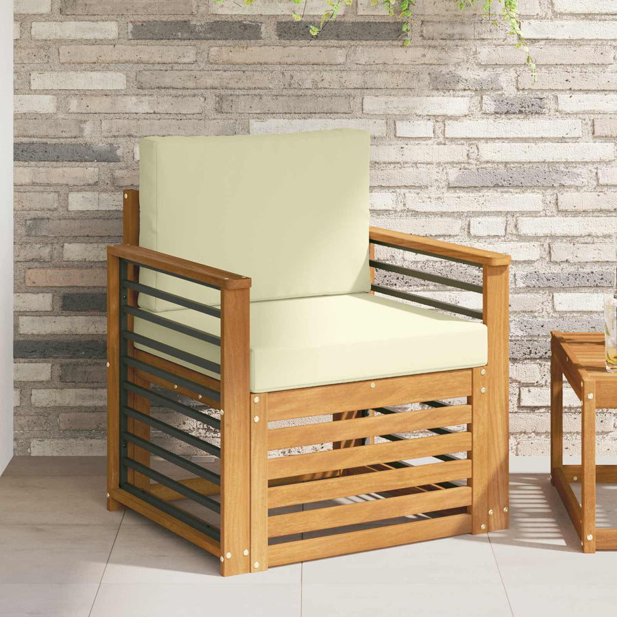 Buiten bankenset met kussen Naturel 71 x 63 x 73 cm