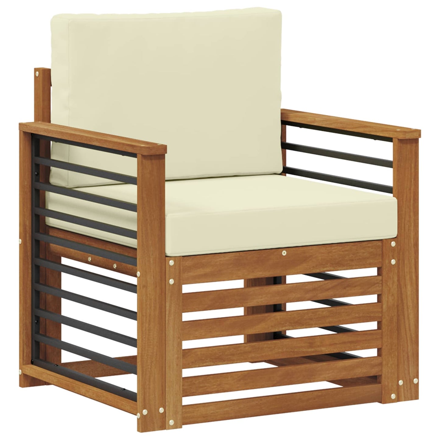 Buiten bankenset met kussen Naturel 71 x 63 x 73 cm