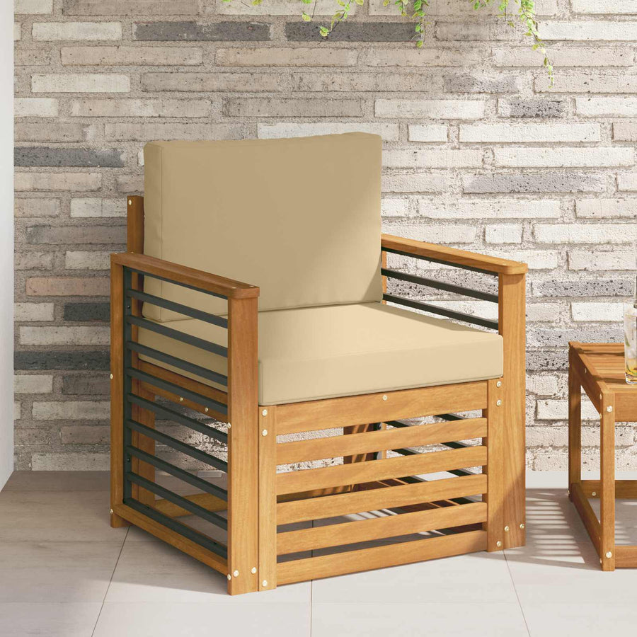 Buiten bankenset met kussen Naturel 71 x 63 x 73 cm
