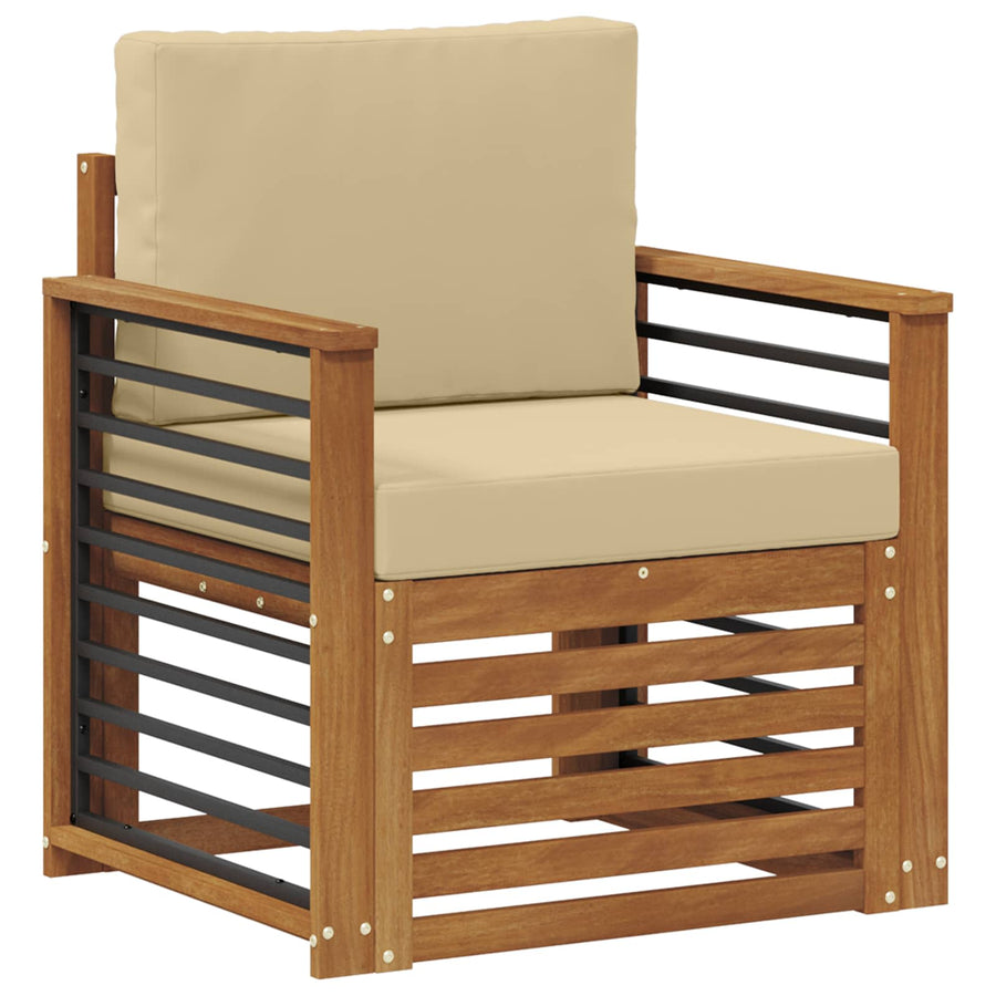 Buiten bankenset met kussen Naturel 71 x 63 x 73 cm