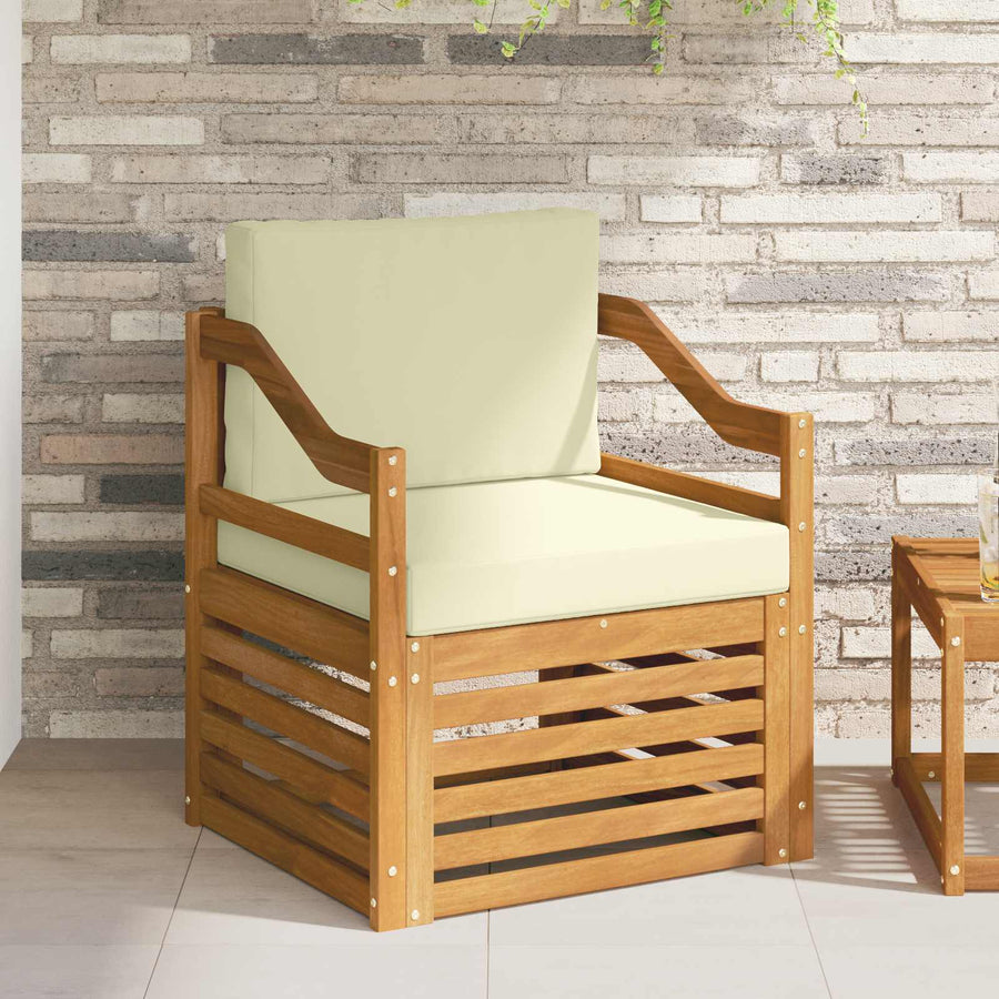 Buiten bankenset met kussen Naturel 67 x 63 x 73 cm