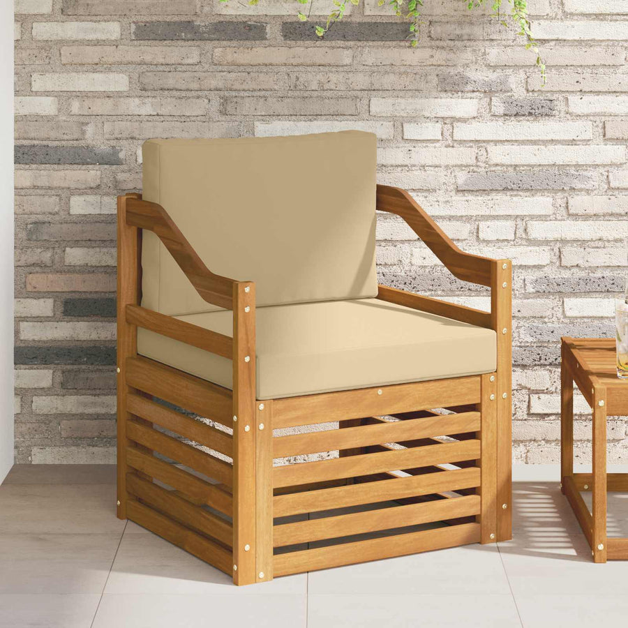 Buiten bankenset met kussen Naturel 67 x 63 x 73 cm
