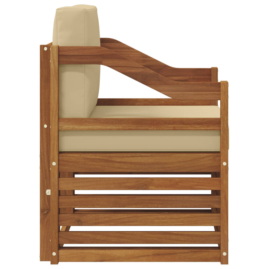 Buiten bankenset met kussen Naturel 67 x 63 x 73 cm