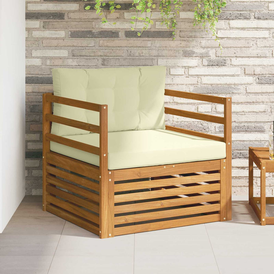 Buiten bankenset Massief Acaciahout en Polyester Naturel