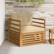 Bankenset massief acaciahout polyester naturel