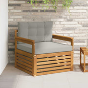 Bankenset massief acaciahout polyester grijs