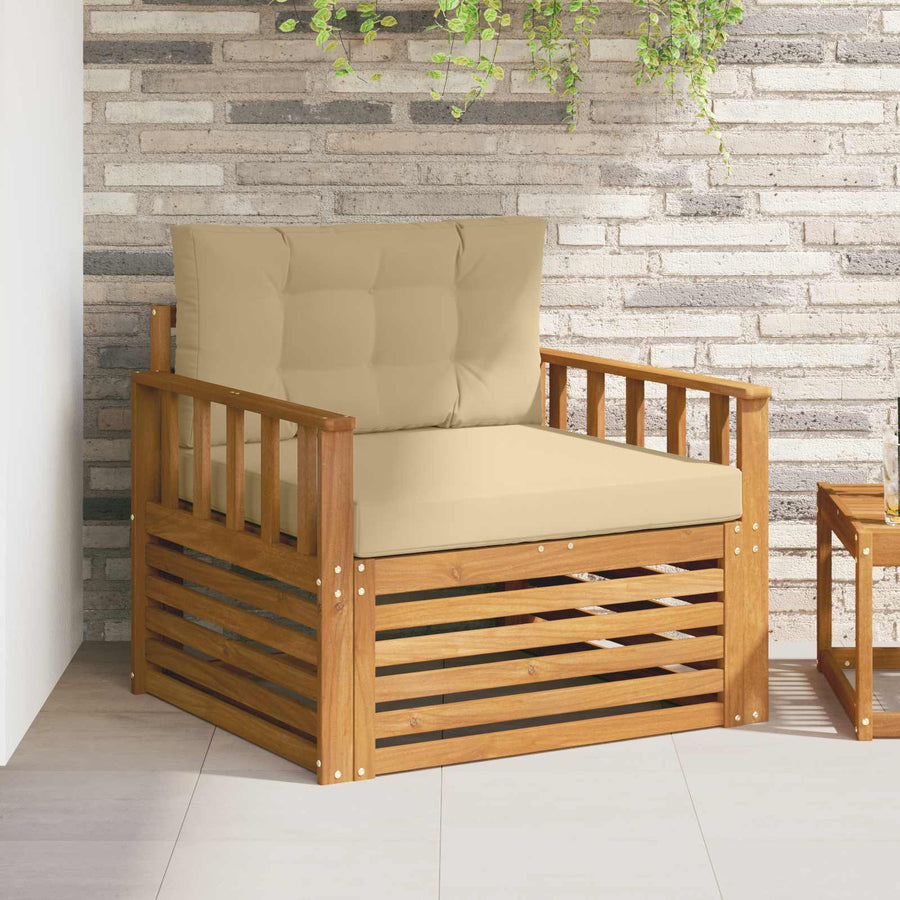 Buiten bankenset Massief Acaciahout en Polyester Naturel