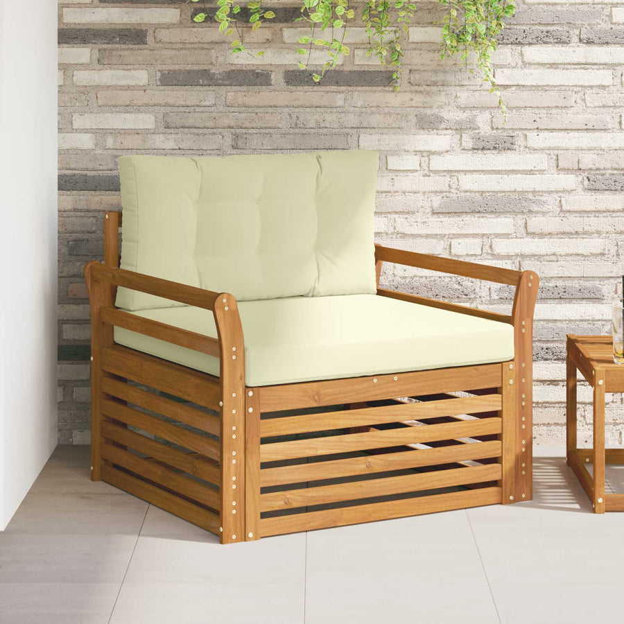 Buiten bankenset Massief Acaciahout en Polyester Naturel