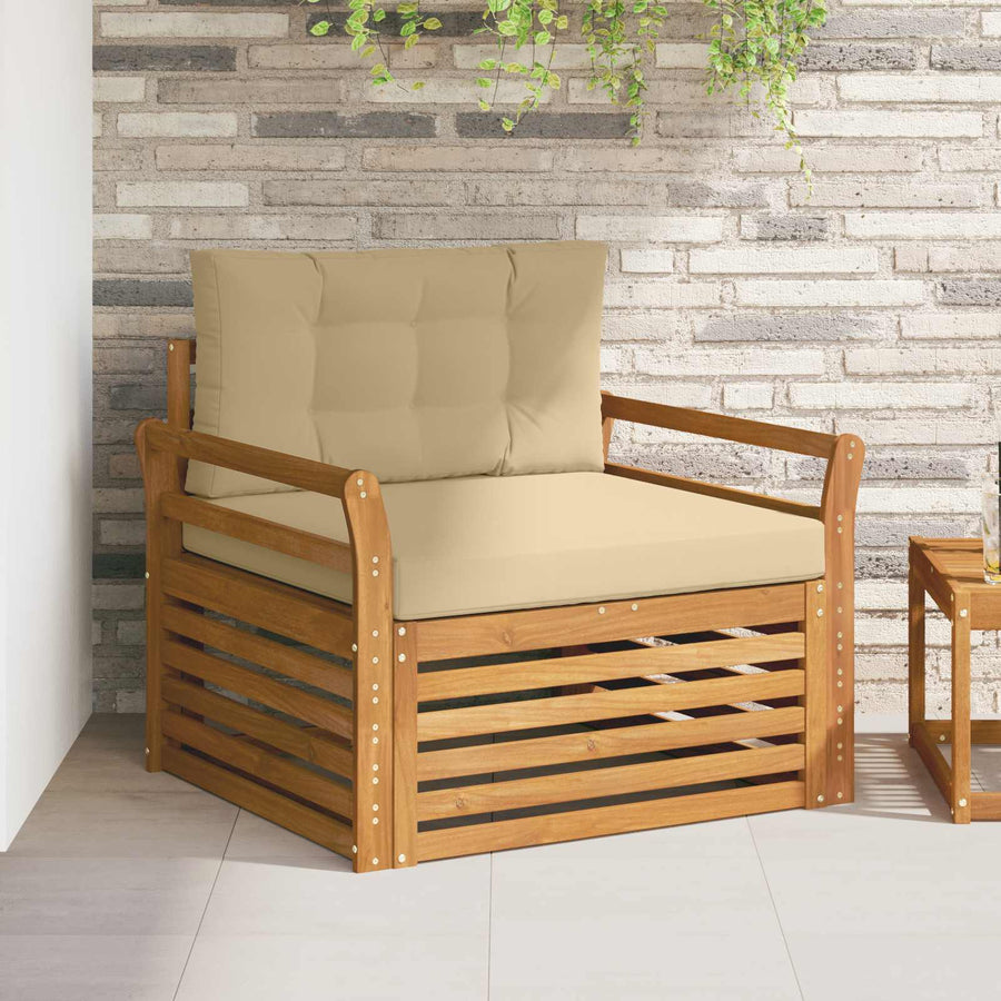 Buiten bankenset Massief Acaciahout en Polyester Naturel