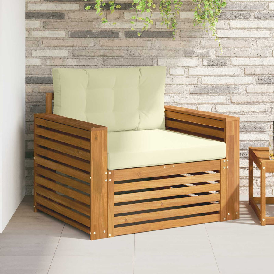 Buiten bankenset Massief Acaciahout en Polyester Naturel