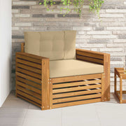 Bankenset massief acaciahout polyester naturel