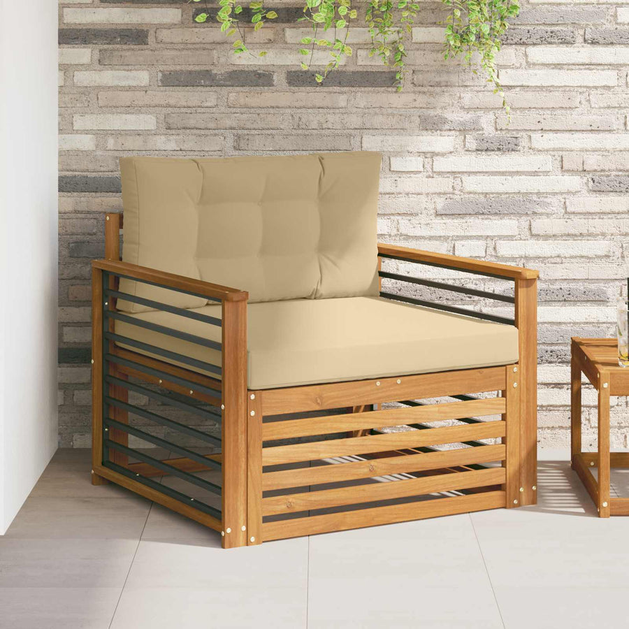 Buiten bankenset Massief Acaciahout en Polyester Naturel