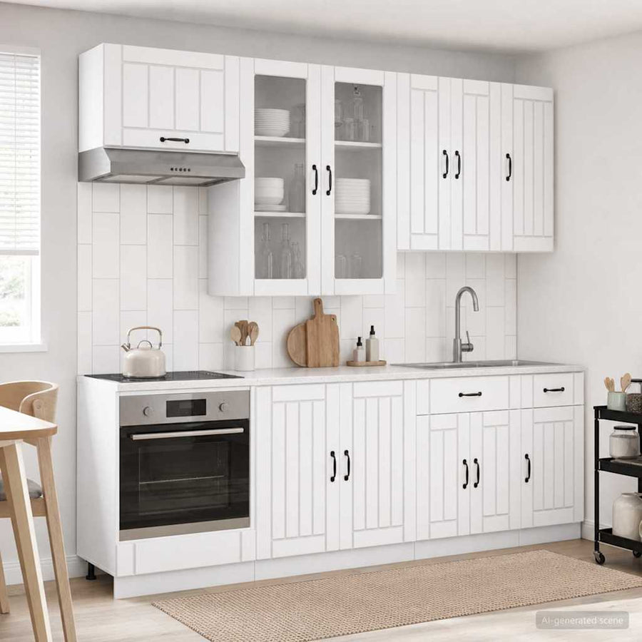 Keukenblok LUCCA 8 pcs Wit Bewerkt hout