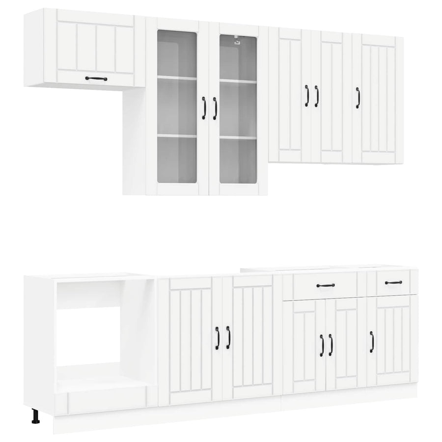 Keukenblok LUCCA 8 pcs Wit Bewerkt hout