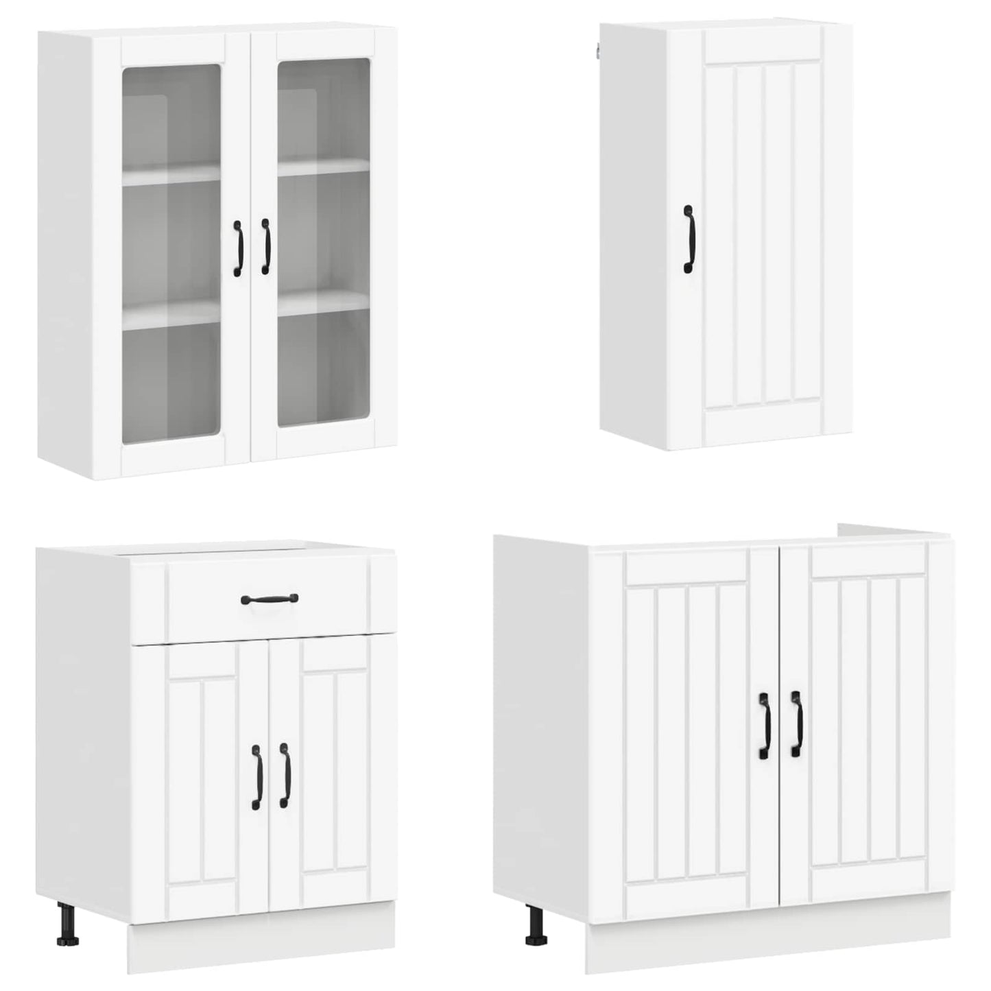 Keukenblok LUCCA 8 pcs Wit Bewerkt hout