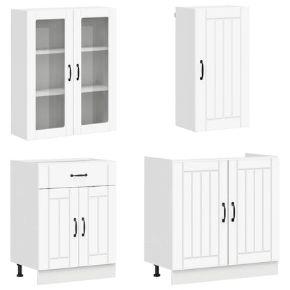 Keukenblok LUCCA 8 pcs Wit Bewerkt hout