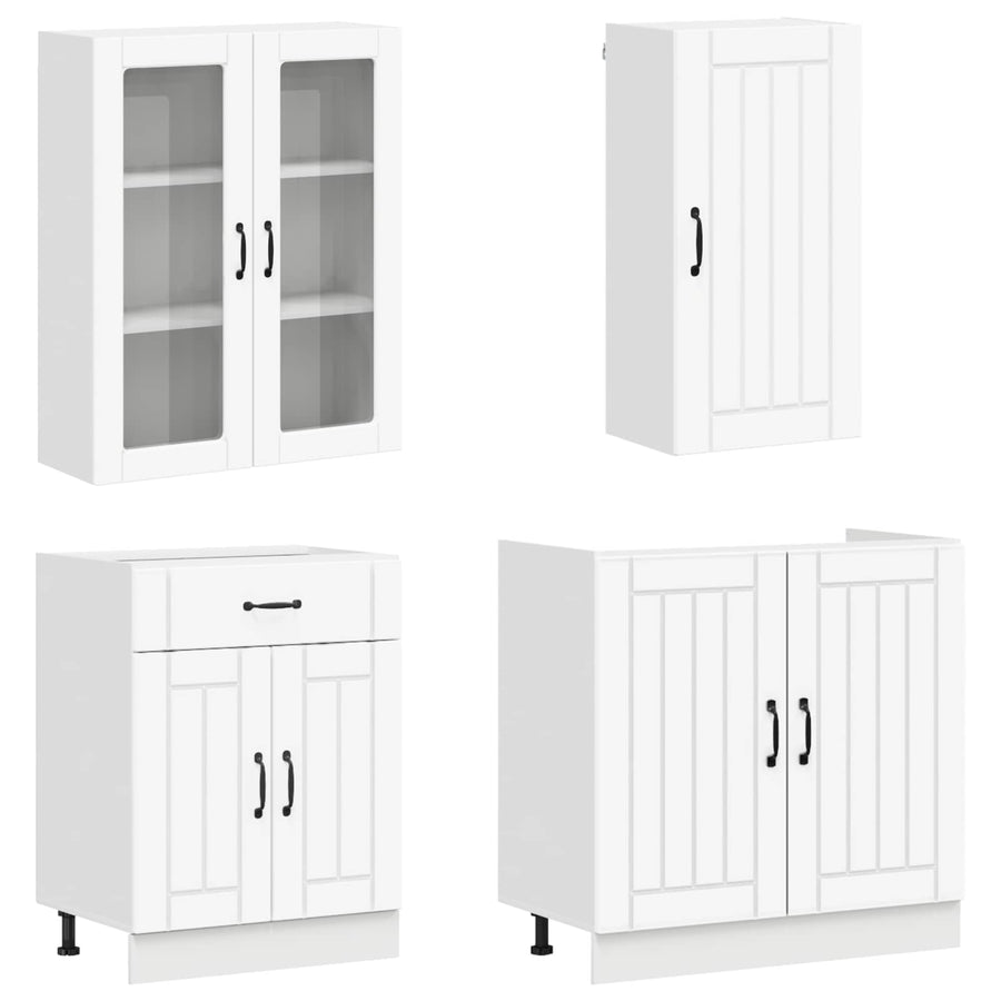 Keukenblok LUCCA 8 pcs Wit Bewerkt hout