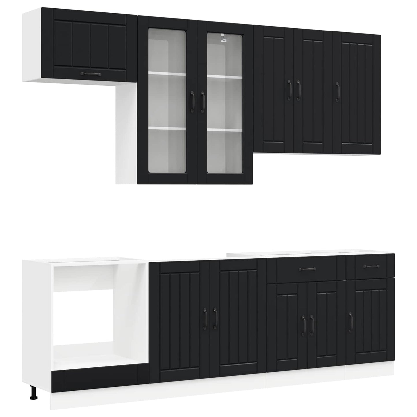 Keukenblok LUCCA 8 pcs Zwart Bewerkt hout