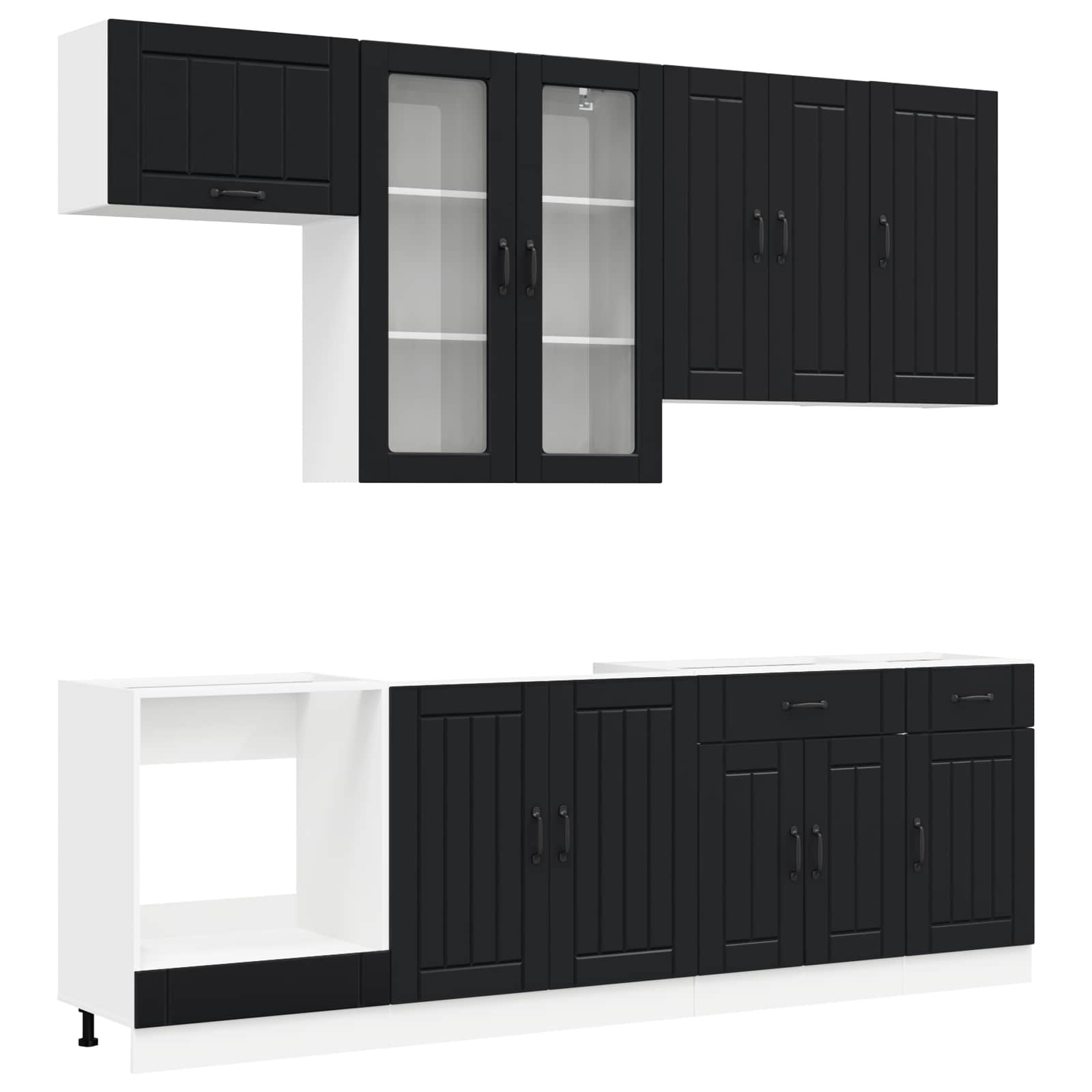 Keukenblok LUCCA 8 pcs Zwart Bewerkt hout