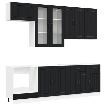 Keukenblok LUCCA 8 pcs Zwart Bewerkt hout