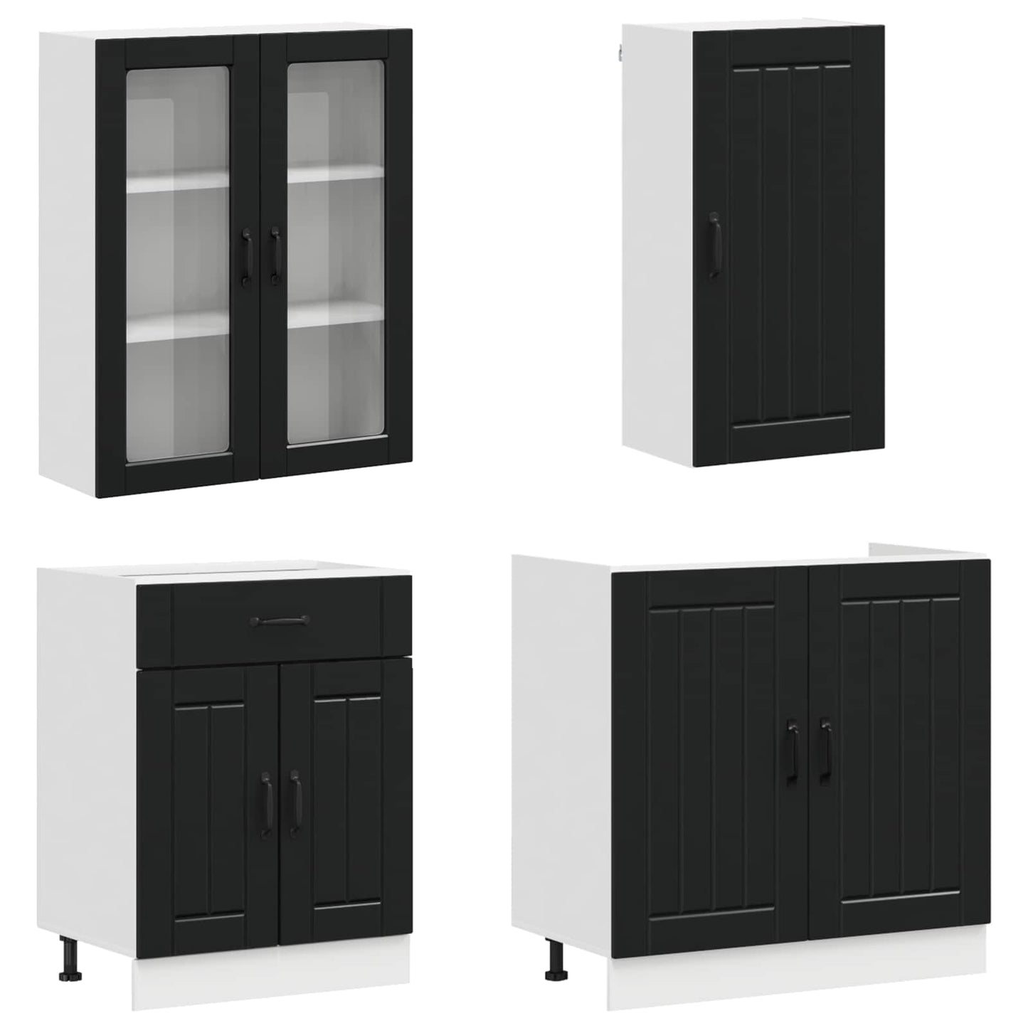 Keukenblok LUCCA 8 pcs Zwart Bewerkt hout