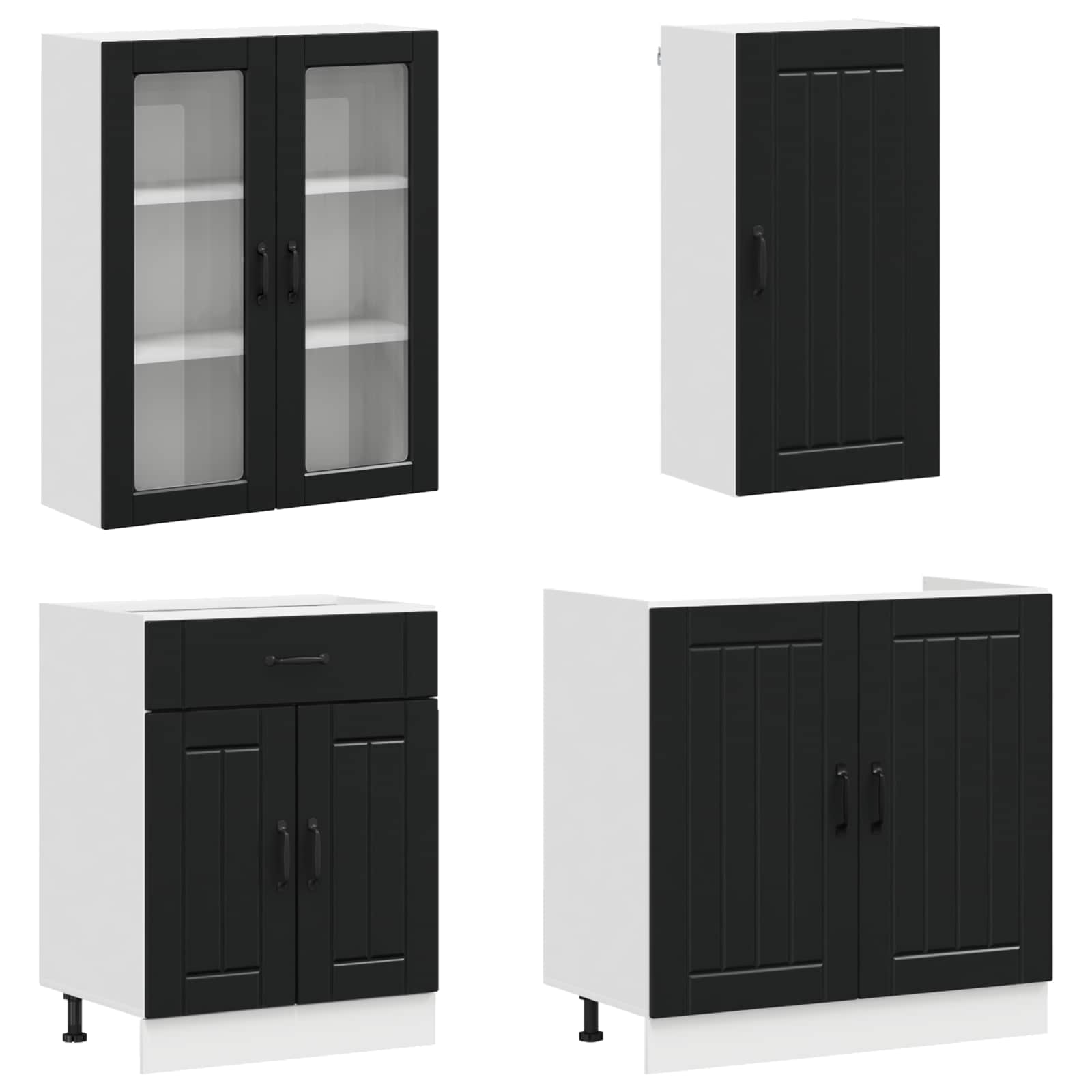 Keukenblok LUCCA 8 pcs Zwart Bewerkt hout