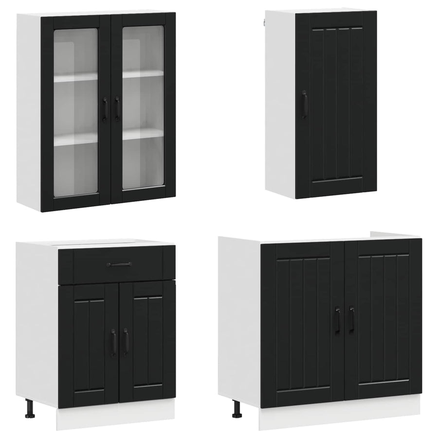 Keukenblok LUCCA 8 pcs Zwart Bewerkt hout
